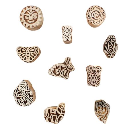 Set of 10 Piece New Mix Wooden Printing Block